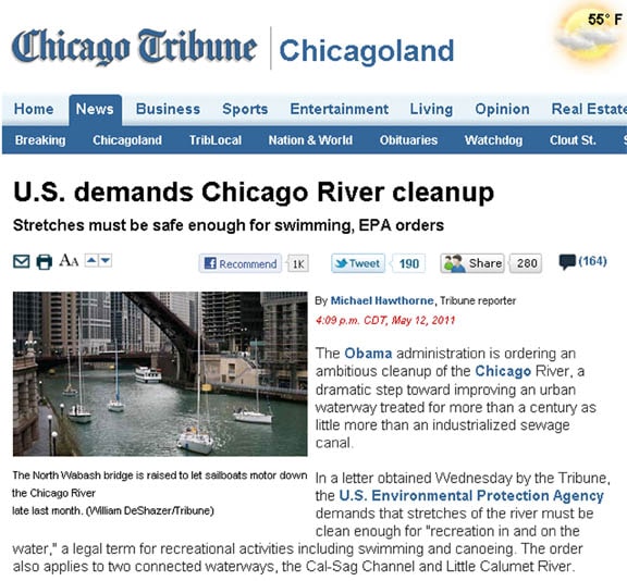 USEPA Backs Cleaner Chicago River Prairie Rivers Network