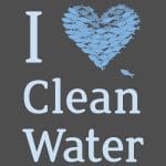 I heart clean water t-shirt logo close up
