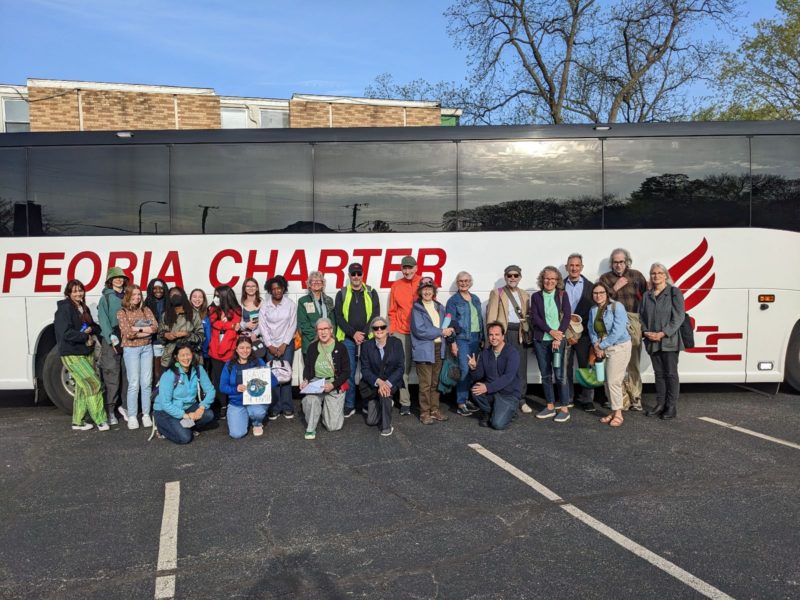 Environmental Lobby Day participants prepare to board the bus to Springfield.
