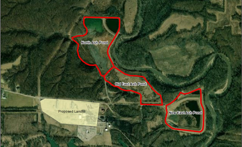 Overhead map of the Vermilion Power Station site along the Middle Fork of the Vermilion River.