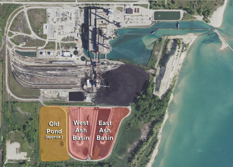 Labeled GIS image of the Waukegan Power Station.